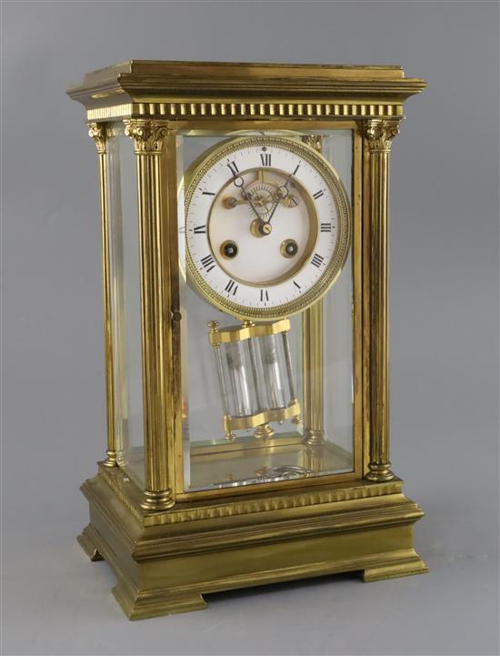 An early 20th century French ormolu four glass mantel clock, H.13.25in.